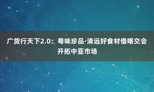 广货行天下2.0：粤味珍品·清远好食材借喀交会开拓中亚市场